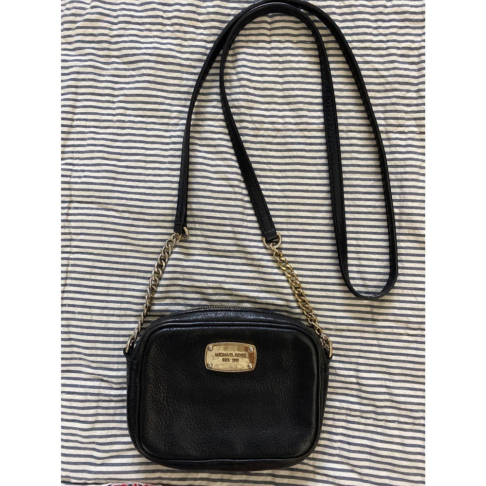 Michael Kors mini pebble leather black crossbody bag